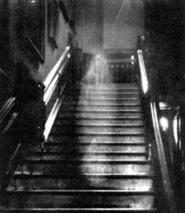 Brown Lady of Raynham Hall, a claimed ghost photograph by Captain Hubert C. Provand. First published in Country Life magazine, 1936