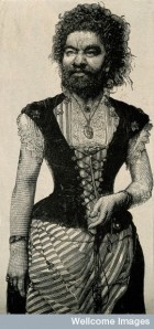 V0007254 Senora Pastrana, a bearded lady. Reproduction of a wood