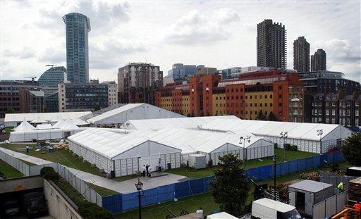 The temporary mortuary set up at the Honourable Artillery Company on City Road, 2005